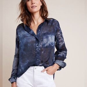 Stylish Navy Tie-Dye Button Down Shirt
